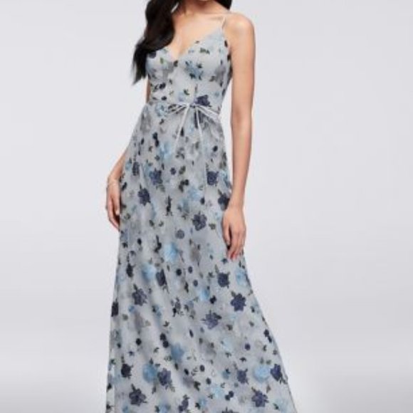 floral embroidered bridesmaid dress